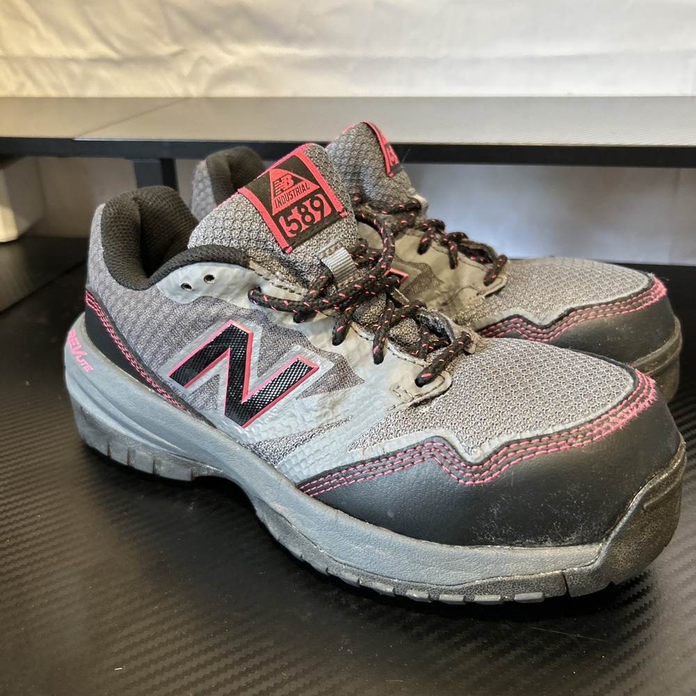 New Balance Womens Wid589v1 Grey/Pink Safety Shoes Size 6.5 B